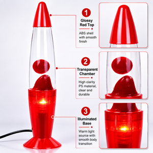 13 Zoll Rote Lava-Bewegungslampe E14 Stecker aus ABS-Material 168lm Dekorative Beleuchtung für Schlafzimmer Ambiente-Beleuchtung - Product Image 3