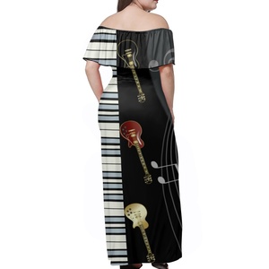 POD Dropshipping <span class=keywords><strong>vestidos</strong></span> <span class=keywords><strong>de</strong></span> verano para mujer llave <span class=keywords><strong>de</strong></span> Piano con nota musical fuera del hombro elegante vestido <span class=keywords><strong>de</strong></span> <span class=keywords><strong>fiesta</strong></span> para chicas jóvenes faldas personalizadas - Product Image 4