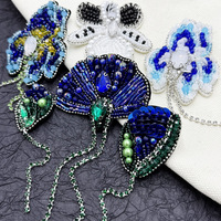 Patchs brodés à la main avec des perles, appliques 3D en or, coquillages, cristaux, perles, décoration en feutre, à coudre sur les vêtements, les sacs, les chaussures