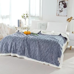 Taffel nhà sử dụng vải Polyester hai lớp Trải Giường Màu rắn với Nap falai in dày chăn vuông - Product Image 5