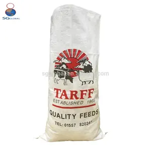 GRS OEM Factory agriculture use custom white salt feed PP woven raffia sack polypropylene packaging rice bag for 25kg 50kg