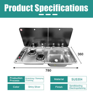 JDA Évier en acier inoxydable 304 <span class=keywords><strong>de</strong></span> haute qualité avec cuisinière à gaz à double brûleur Évier et cuisinière pour camping-car, <span class=keywords><strong>caravane</strong></span>, bateau, yacht - Product Image 2
