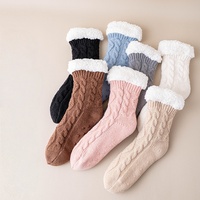 Jingwen OEM Hiver Agneau Plus Velours Épaissi Maison Dormir Chaud Plancher Chaussettes Femmes Chaussettes