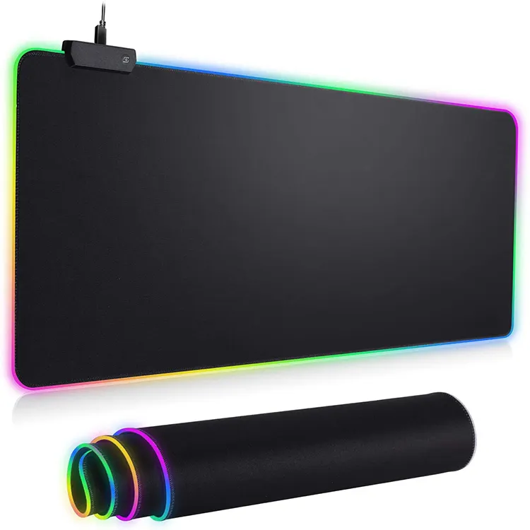 แผ่นรองเม้าส์ LED สำหรับเล่นเกมขนาดใหญ่แผ่นรองเมาส์แบบกำหนดเองสำหรับคอมพิวเตอร์พร้อม USB RGB ยางสีดำหุ้นเมาส์ tappetino