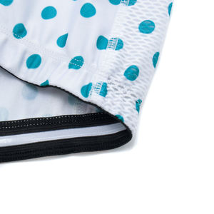 Cyan Polka Dot Printed <b>Cycling</b> Jersey Short Sleeve Full Zip Quick Dry Breathable Bike Top with Custom Logo & Pattern Available - Product Image 6