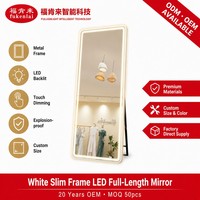 Miroir sur pied moderne personnalisé avec éclairage LED intégré, réglable, pleine longueur, avec cadre en métal