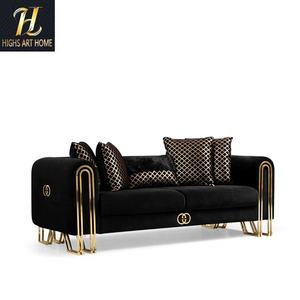 Sofà di lusso italiano di design in tessuto nero di lusso moderno divano in velluto set <span class=keywords><strong>mobili</strong></span> per Villa Groggery grande <span class=keywords><strong>bungalow</strong></span> - Product Image 5