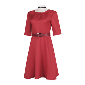 Robe de cosplay Wakatsuki Nico, costume rouge avec ceinture, tenue de scène - Product Image 5