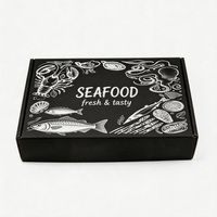 Boîte à fruits de mer en carton ondulé noir personnalisée avec logo, design gratuit, vente en gros, résistante à l'humidité, emballage alimentaire de qualité alimentaire pour poisson congelé