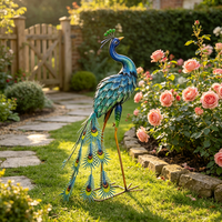 Grande statue de paon en métal, décoration de jardin, statue en métal pour patio, villa, jardin