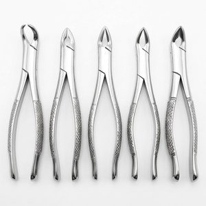 Ensemble de 5 pinces dentaires à motif anglais, manuelles, en acier, certifiées CE Classe I, pour usage dentaire - Product Image 1