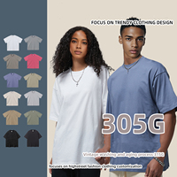 T-shirt pour adolescents américains RUICHI printemps-été, en coton lourd 305GSM, lavage vintage, col étroit ample