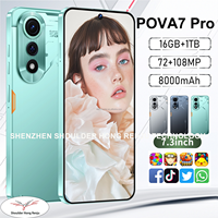 POVA7 Pro 16G+1TB Android 15 7.3 pouces Navigation GPS Double carte SIM 5G mondial Téléphone Écran perforé Longue autonomie de la batterie ODM/OEM