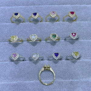 RM1614 Elegante Mini Anello Impilabile in Oro 18K con Diamante <span class=keywords><strong>Solitario</strong></span> Rosa CZ, Pietra Portafortuna a Forma di Cuore, Anello di Fidanzamento, Regalo per Lei - Product Image 3