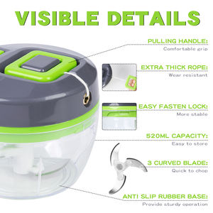 قطاعة متعددة الوظائف 2 في 1 للمطبخ تعمل بالسحب اليدوي لتقطيع الثوم والبصل ومعالجة الطعام وتقطيع الخضروات - Product Image 3