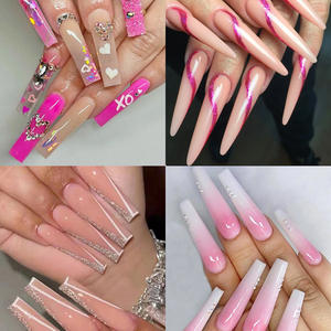 3XL Longues pointes d'ongles à presser françaises, 240 pièces, boîte de pointes d'ongles transparentes extra longues, forme cercueil et ballerine, couvrance totale - Product Image 2