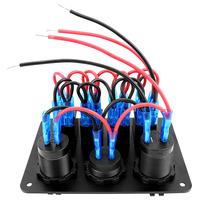 Panneau d'interrupteurs à bascule 4 voies étanche IP65 avec chargeur USB et voltmètre pour bateau marin