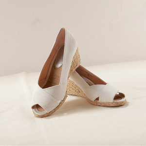Sandales compensées à plateforme en corde de chanvre style espadrille à bout ouvert pour femme - Collection Printemps/Été - Product Image 3