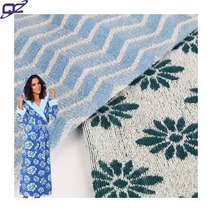Bathrobe skin-friendly CVC 80/20 cotton polyester quick dry jacquard french terry towel knit fabric for baby