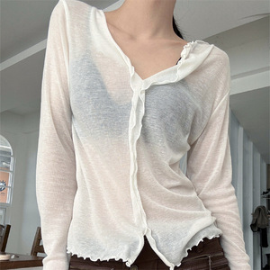 Vêtements <span class=keywords><strong>sexy</strong></span> d'automne pour femmes, t-shirt à manches longues transparent - Product Image 1