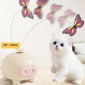 Juguetes Electrónicos Interactivos para Gatos, Juguetes Eléctricos Inteligentes con Rotación Automática, Lindos Cerditos Divertidos, Juguetes Eléctricos con Mariposas Giratorias - Product Image 1
