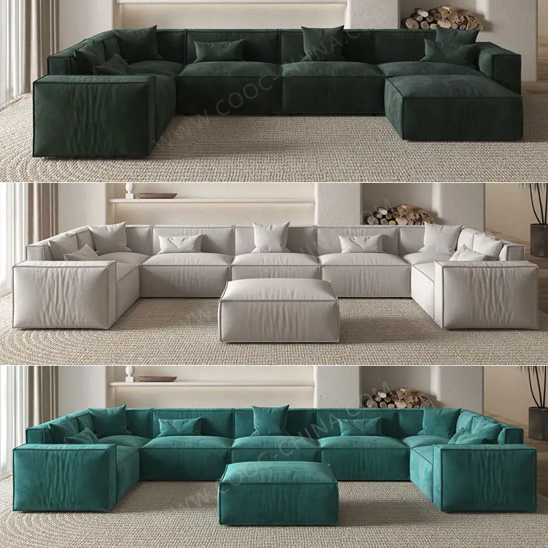 Итальянская современная мебель для гостиной U-образный бархатный диван большой модульный секционный диван набор