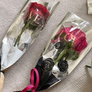 Bolsas de Embalaje para Ramos de Rosas Resistentes al Agua con Descuento al por Mayor para el Día de San Valentín, Bolsas para Flores Frescas, Bolsas Tubulares Rectas Doradas - Product Image 2