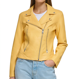 Veste en cuir véritable pour femme, fabriquée en usine, de couleur unie, en cuir de vache, écologique, à séchage rapide, tendance, avec logo personnalisé imprimé, respirante - Product Image 1