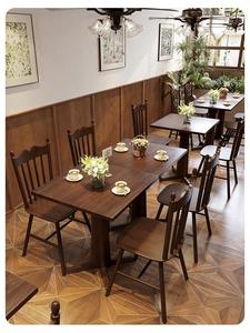 Mỹ retro phong cách cà phê cửa hàng rắn gỗ Bàn và ghế Bộ, bánh thương mại Bàn và ghế, món tráng miệng cửa hàng ăn nhẹ bảng - Product Image 5