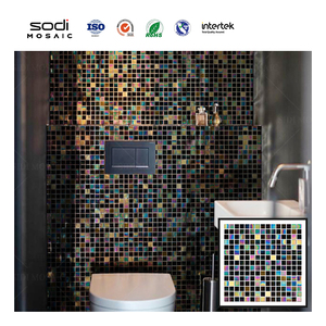 Piso de pared Interior Baño Hoteles disponibles Moderno 327*327mm Serie negra Azulejos de mosaico de vidrio cuadrado Piastrelle a Mosaico <span class=keywords><strong>Nere</strong></span> - Product Image 5