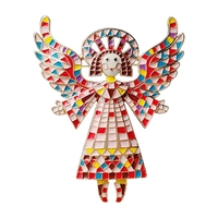 Nouvelle Broche Tendance Rétro en Alliage de Zinc Peinte, Motif Ailes d'Ange Fille, Unisexe, Accessoire Cadeau pour Mariage et Fête, Fleur de Poitrine pour Costume