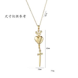 Collar con Colgante de Espada y Corazón para Mujer, Estilo Gótico Vintage, Acero Inoxidable, Color Dorado, Collares para Pareja, Joyería Estética para Boda - Product Image 2