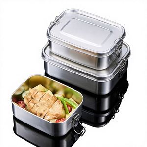 304 Stainless Steel Lunch Box Sealed Rectangular <b>Partitioned</b> Adult Commuter Steam Rice Bento Box - Product Image 1