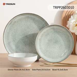 Juego de Vajilla de Porcelana de Lujo TRESUN, 12 Piezas, Estilo Gris, Platos y Tazones con Impresión Subesmalte en Cerámica, Venta Directa de Fábrica - Product Image 6