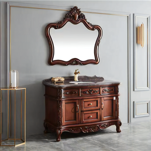 Tủ Trang Điểm Phòng Tắm Chống Nước Bằng Gỗ Nguyên Khối Phong Cách Châu Âu Tủ Trang Điểm Phòng Tắm Bồn Rửa Đôi Bằng Gỗ Nguyên Khối - Product Image 5