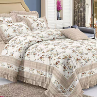 Ensemble de housse de couette de style vintage, de bonne qualité, 6 pièces, comprenant 1 housse de couette, 1 drap et 4 taies d'oreiller