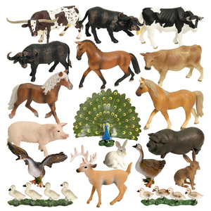 BEFLY Juguetes de <span class=keywords><strong>Animales</strong></span> de <span class=keywords><strong>Granja</strong></span> de Plástico, Caballo, Cerdo, Modelo de Animal Doméstico Sólido de PVC - Product Image 1