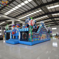 Château gonflable commercial avec toboggan, double piste, taille personnalisable, équipement de terrain de jeu extérieur en PVC, garantie de 3 ans