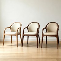 Chaises de salle à manger modernes de style nordique minimaliste en bois massif couleur noyer avec dossiers en cuir pour bars à domicile, hôtels
