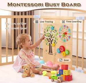 Premium kwaliteit verstelbare uitbreidbare activiteitencentrum veilige speelomheining houten babybox met deur eenvoudige montage 64x64x26 inch - Product Image 2