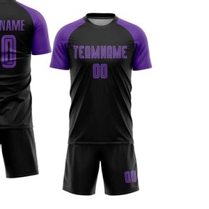 Nouveaux uniformes de football personnalisés noirs et violets, ensemble maillot et short, tenue de football performante pour l'entraînement en club, les matchs de ligue - Product Image 2