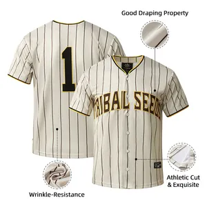 Ensemble d'uniformes de baseball personnalisés pour jeunes Maillot de baseball boutonné avec broderie Maillot de baseball d'équipe sublimé T-shirts