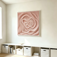 Décoration murale artistique abstraite en bois 3D, motif vague, cadre carré noir, idéale pour les hôtels et les restaurants