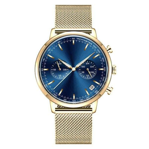 Montre à quartz élégante et décontractée pour homme, de marque haut de gamme, bleue, étanche, 43 mm, en acier inoxydable, fine, avec date, <span class=keywords><strong>bracelet</strong></span> <span class=keywords><strong>milanais</strong></span>, sport - Product Image 5