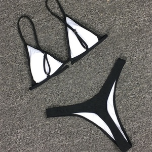 Set Bikini per ragazze costume da bagno brasiliano Sexy coppa piccola stile taglio alto Biquini da spiaggia Bikini <span class=keywords><strong>perizoma</strong></span> Micro nero/bianco solido - Product Image 6