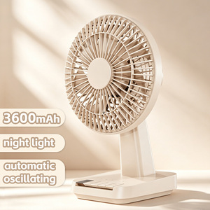 Portable Desk Fan 3600mAh Battery Powered Aromatherapy Auto Swing LED Ambient Light 4 <b>Gear</b> Speed Low <b>Box</b> - Product Image 1