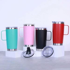 แก้วกาแฟแบบพกพาเก็บความร้อน รุ่นใหม่มาแรงปี 2024 ขนาด 20 ออนซ์ ผลิตจากสแตนเลสเคลือบสีฝุ่น พร้อมหูจับและฝาปิดพร้อมหลอด - Product Image 1