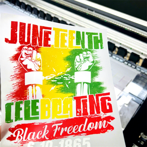Sticker <span class=keywords><strong>de</strong></span> Transferencia Térmica DTF con Diseño del Juneteenth, Listo para Presionar, Diseños DTF para Impresión Personalizada - Product Image 1