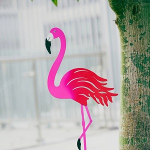 Décoration de jardin en fer forgé, flamant rose, ornement d'oiseau rose pour pelouse, jardin, patio. - Product Image 1