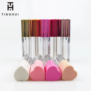 Popular Heart Shaped Lipgloss Tubes Empty <b>clear</b> pink Wand Lipstick <b>Container</b> Tubes 5ml Cosmetic Packaging Lip Gloss Tube - Product Image 4